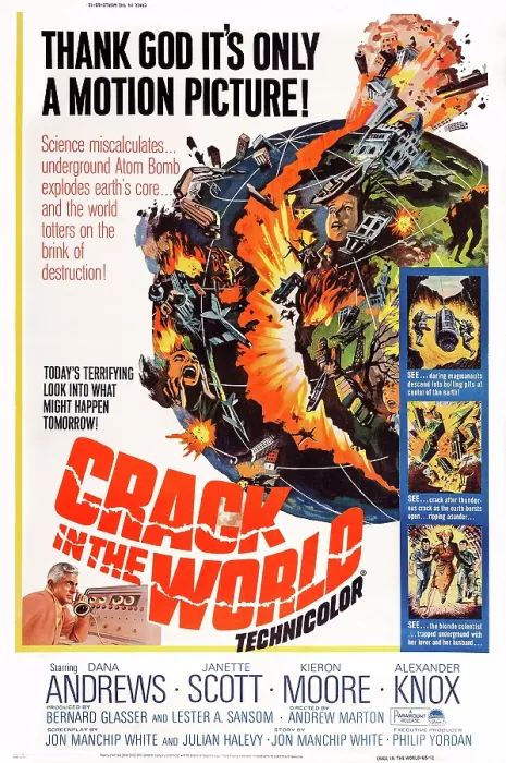Framed Print : CRACK IN THE WORLD, US poster, Dana Andrews (bottom left), 1965