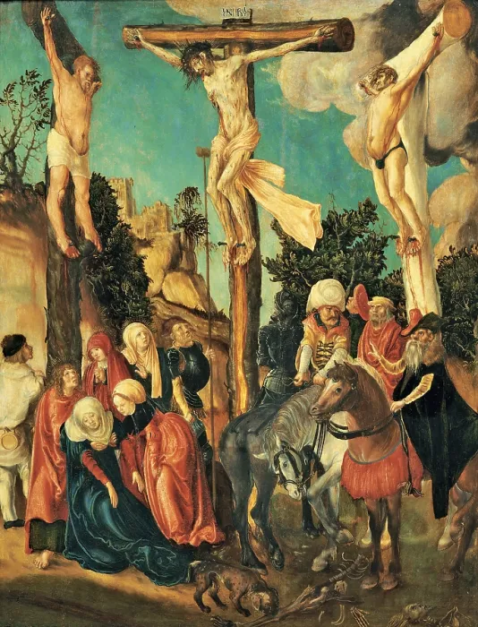 Framed Print : Cranach Lucas Cranach the Elder, Crucifixion, 1500 - 1501, 16th Century, panel, Austria, Wien, Kunsthistorisches Museum