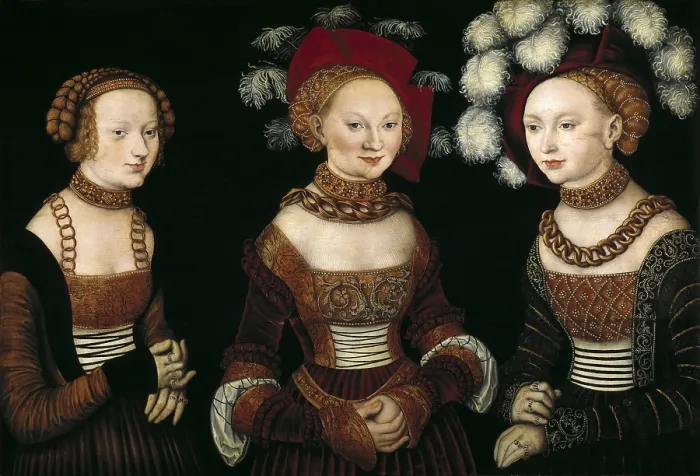 Framed Print : Cranach, Lucas, 'the Elder' (1472-1553). Three princesses of Saxony, Sibylla (1515-92), Emilia (1516-91) and Sidonia (1518-75), daughters of Duke Heinrich of Frommen Framed Print : Cranach, Lucas, 'the Elder' (1472-1553). Three princesses of Saxony, Sibylla (1515-92), Emilia (1516-91) and Sidonia (1518-75), daughters of Duke Heinrich of Frommen