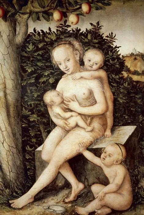Framed Print : Cranach, Lucas, 'the Elder' (1472-1553). Charity. c. 1537. Renaissance art. Oil on wood. BELGIUM. Antwerp. Royal Museum of Fine Arts