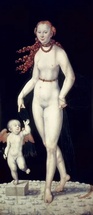 Framed Print : Cranach, Lucas 'the Younger' (1515-1586). Venus and Cupid. mid. 16th c. Renaissance art. Oil on wood. GERMANY. Munich. Alte Pinakothek (Old Pinacotheca). Proc: GERMANY Framed Print : Cranach, Lucas 'the Younger' (1515-1586). Venus and Cupid. mid. 16th c. Renaissance art. Oil on wood. GERMANY. Munich. Alte Pinakothek (Old Pinacotheca). Proc: GERMANY