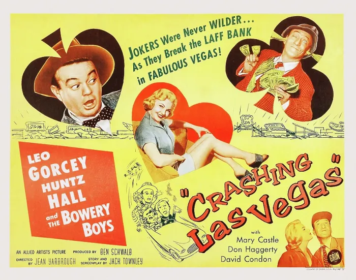 Framed Print : CRASHING LAS VEGAS, US lobbycard, from left: Leo Gorcey, Mary Castle, Huntz Hall, 1956