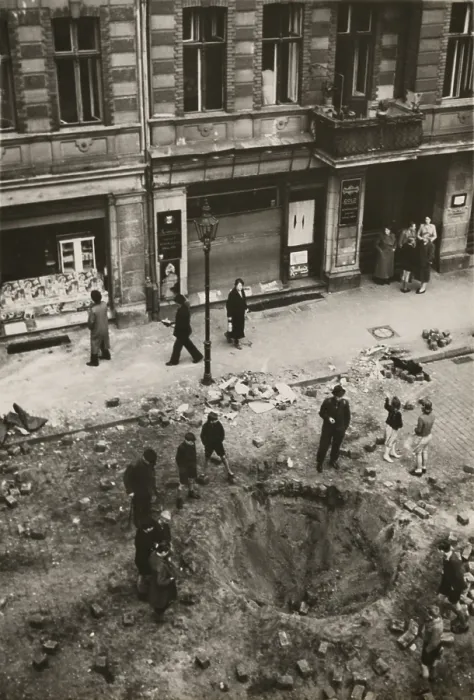 Framed Print : Crater made by British bomb dropped into downtown Berlin in Oct. 1940