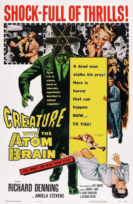 Framed Print : CREATURE WITH THE ATOM BRAIN, center right: Richard Denning, 1955 Framed Print : CREATURE WITH THE ATOM BRAIN, center right: Richard Denning, 1955