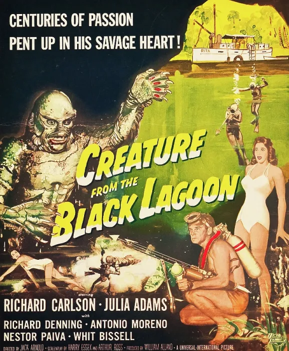 Framed Print : CREATURE FROM THE BLACK LAGOON, Richard Carlson, Julie Adams, 1954 Framed Print : CREATURE FROM THE BLACK LAGOON, Richard Carlson, Julie Adams, 1954