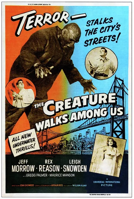 Framed Print : THE CREATURE WALKS AMONG US, clockwise from left: Jeff Morrow, Rex Reason, Leigh Snowden, center: Don Megowan, 1956