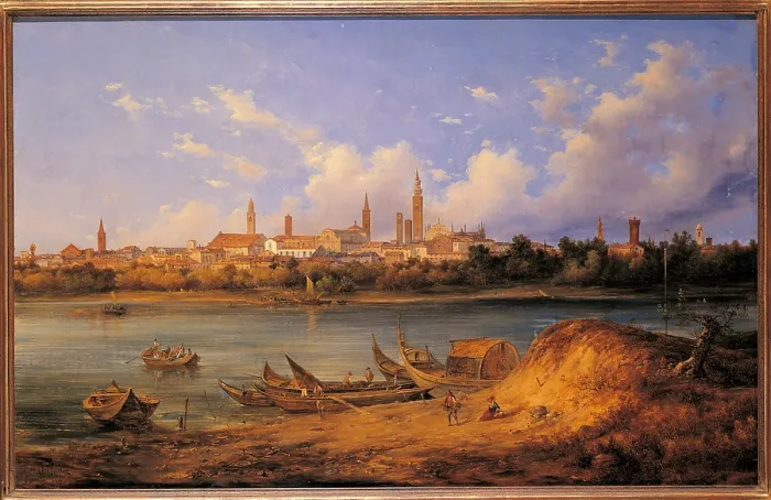 Framed Print : Cremona, by Simone Giuseppe Vertua, 17th Century - 18th Century, - Italy, Lombardy, Cremona, Town Hall. All