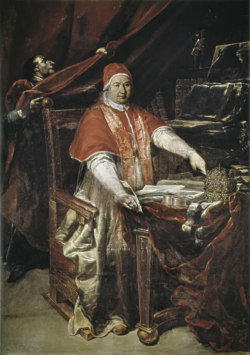 Framed Print : CRESPI, Giuseppe Maria (1665-1747). Portrait of Benedict XIV. 1740. Bolognese school. Baroque art. Oil on canvas. VATICAN CITY. Vatican Museums