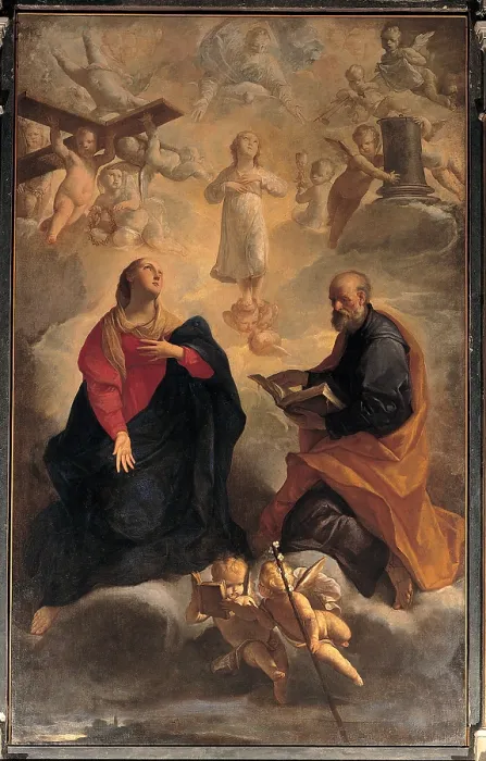 Framed Print : Crespi Giuseppe Maria know as Spagnuolo (or Spagnolo), The Holy Family, 1688, 17th Century, oil on canvas, Italy, Veneto, Bergantino, Rovigo, San Giorgio parish church