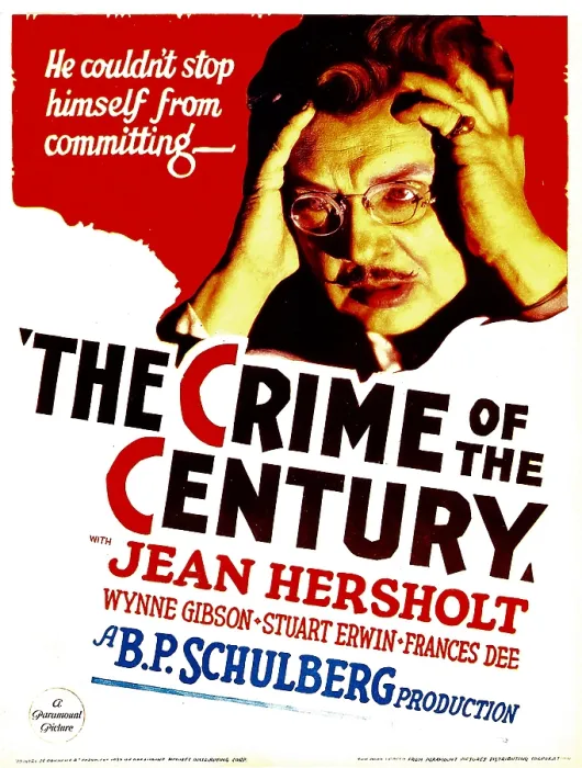 Framed Print : THE CRIME OF THE CENTURY, Jean Hersholt on midget window card, 1933
