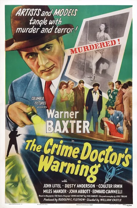 Framed Print : THE CRIME DOCTOR'S WARNING, US poster art, Warner Baxter, 1945 Framed Print : THE CRIME DOCTOR'S WARNING, US poster art, Warner Baxter, 1945