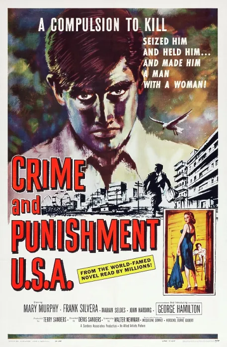 Framed Print : CRIME AND PUNISHMENT U.S.A. (aka CRIME & PUNISHMENT, USA), US poster art, top: George Hamilton 1959 Framed Print : CRIME AND PUNISHMENT U.S.A. (aka CRIME & PUNISHMENT, USA), US poster art, top: George Hamilton 1959