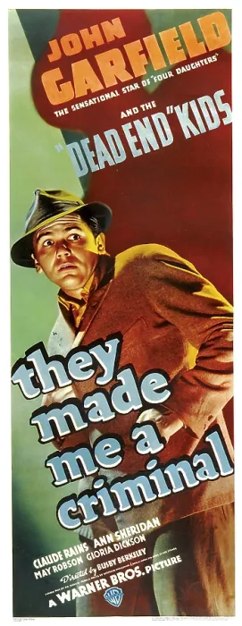 Framed Print : THEY MADE ME A CRIMINAL, John Garfield on insert poster, 1939