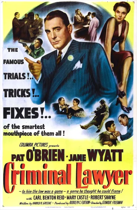 Framed Print : CRIMINAL LAWYER, US poster, Pat O'Brien (center), Jane Wyatt (top right), 1951 Framed Print : CRIMINAL LAWYER, US poster, Pat O'Brien (center), Jane Wyatt (top right), 1951