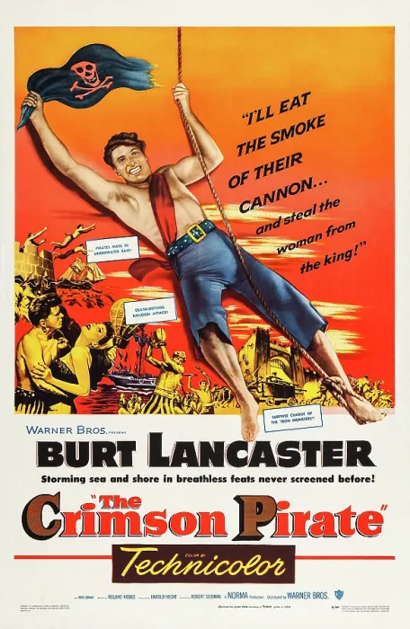 Framed Print : THE CRIMSON PIRATE, US poster art, Burt Lancaster, Eva Bartok, 1952