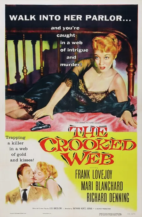 Framed Print : THE CROOKED WEB, top: Mari Blanchard, bottom from left: Frank Lovejoy, Mari Blanchard, 1955