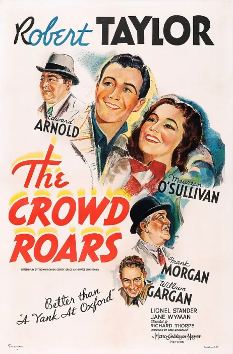 Framed Print : THE CROWD ROARS, US poster art, from top left: Edward Arnold, Robert Taylor, Maureen O'Sullivan, Frank Morgan, William Gargan, 1938 Framed Print : THE CROWD ROARS, US poster art, from top left: Edward Arnold, Robert Taylor, Maureen O'Sullivan, Frank Morgan, William Gargan, 1938