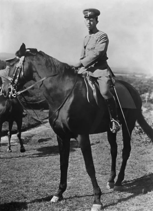 Framed Print : Crown Prince Hirohito, of Japan, on horseback, c. 1920. Emperor Showa was the 124th Emperor of Japan reigning from 1926-1989 (BSLOC_2017_2_74) Framed Print : Crown Prince Hirohito, of Japan, on horseback, c. 1920. Emperor Showa was the 124th Emperor of Japan reigning from 1926-1989 (BSLOC_2017_2_74)