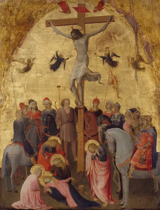 Framed Print : THE CRUCIFIXION, by Fra Angelico, 1420-23, Italian Renaissance painting, tempera on wood, gold ground