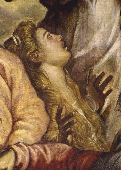 Framed Print : Crucifixion, by Jacopo Robusti also known as Tintoretto, 1565, 16th Century, oil on canvas, 536 x 1224 cm - Italy, Veneto, Venice, Confraternity of the Scuola Grande di San Rocco