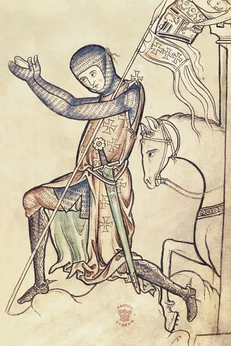 Framed Print : Crusader knight praying. Manuscript of the 12th c. Roy 2 A XXII, fol. 220. UNITED KINGDOM. London. The British Museum. Proc: UNITED KINGDOM. ENGLAND. London. Westminster