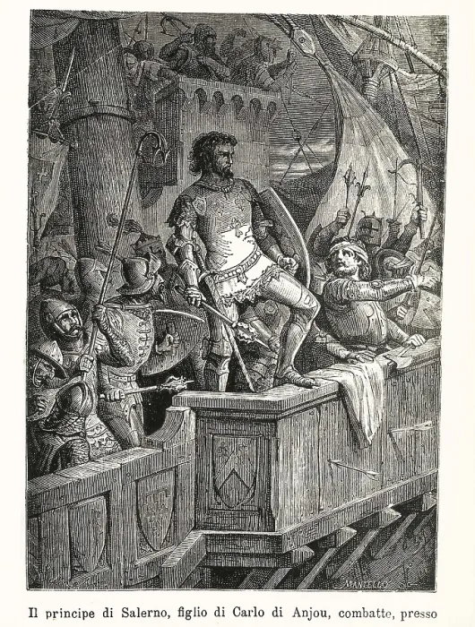 Framed Print : Crusades. Charles II of Anjou fighting. Engraving. AISA / Everett Collection**US SALES ONLY** Framed Print : Crusades. Charles II of Anjou fighting. Engraving. AISA / Everett Collection**US SALES ONLY**
