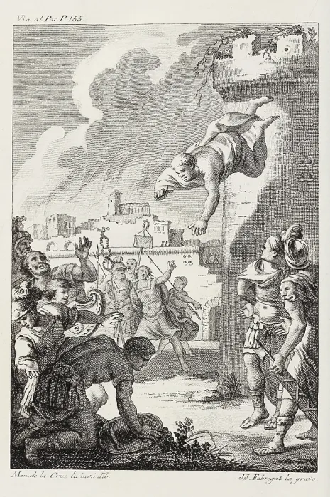 Framed Print : CRUZ VAZQUEZ, Manuel de la (1750-1792); FABREGAT, Jose Joaquin (1748-1844). Numancia. 1780. Illustration of Miguel de Cervantes work 'La Numancia'. Engraving