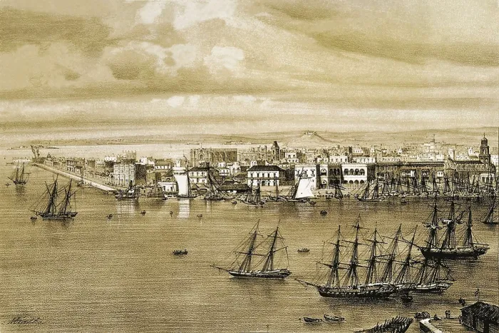 Framed Print : Cuba (19th c.). Havana. The harbour from Casa-Blanca. Engraving by Francisco Mialhe. Litography. SPAIN. Madrid. National Library. AISA / Everett Collection**US SALES ONLY**