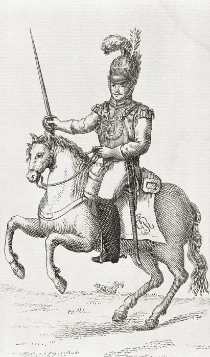 Framed Print : Cuirasser of the Spanish Royal Guard (1825). Engraving. SPAIN. Madrid. National Library. AISA / Everett Collection**US SALES ONLY** Framed Print : Cuirasser of the Spanish Royal Guard (1825). Engraving. SPAIN. Madrid. National Library. AISA / Everett Collection**US SALES ONLY**
