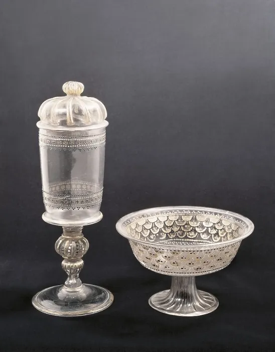 Framed Print : Cup and glass (16th - 17th c.). Glass and Crystal. ITALY. Venice. Murano. Antique Glass Museum. AISA / Everett Collection (58680)**US SALES ONLY**