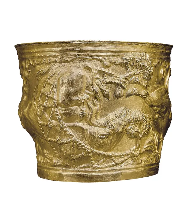 Framed Print : Cup from Vafio. 1500 BC. Gold. Minoan art  /  Cretan art. Late Minoan period. Jewelry. GREECE. Athens. National Museum of Archaeology. Proc: GREECE. Sparta. Tomb of Vaphio