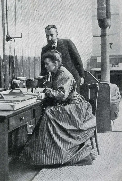 Framed Print : CURIE, Marie (1867-1934); CURIE, Pierre (1859-1906). Portrait of Mr. and Mrs. Curie working. AISA / Everett Collection**US SALES ONLY**