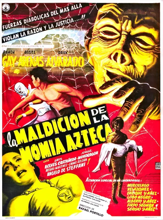 Framed Print : CURSE OF THE AZTEC MUMMY, (aka LA MALDICION DE LA MOMIA AZTECA), Spanish language poster, bottom: Rosita Arenas, (aka Rosa Arenas), 1957