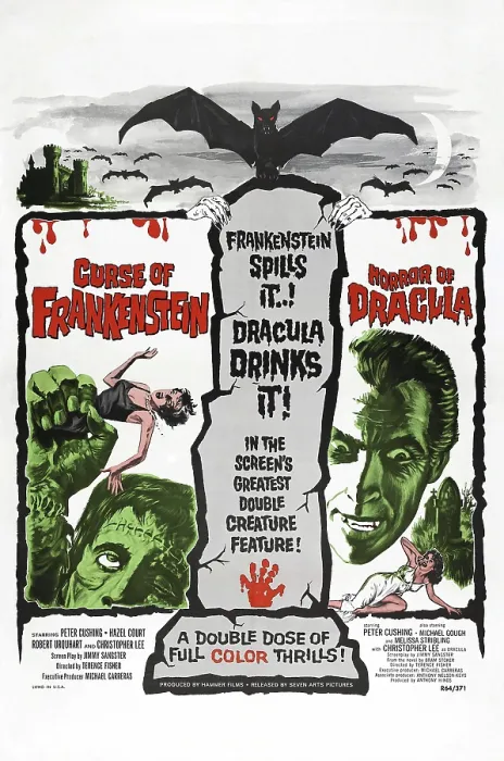 Framed Print : THE CURSE OF FRANKENSTEIN, 1957, HORROR OF DRACULA, 1958, Christopher Lee, US poster