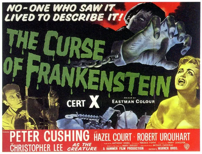 Framed Print : THE CURSE OF FRANKENSTEIN, Hammer horror classic poster art, 1957