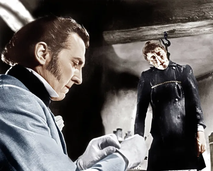 Framed Print : THE CURSE OF FRANKENSTEIN, from left: Peter Cushing, Christopher Lee, 1957