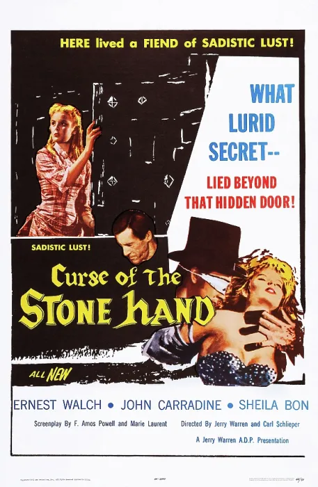 Framed Print : CURSE OF THE STONE HAND, US poster, top left: Sheila Bon, 1964 Framed Print : CURSE OF THE STONE HAND, US poster, top left: Sheila Bon, 1964