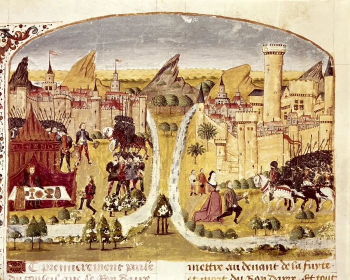 Framed Print : CURTIUS, Rufus Quintus (1st century). The history of Alexander the Great. 1461 - 1468. Surrender of a village in Mesopotamia