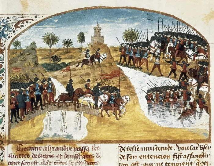 Framed Print : CURTIUS, Rufus Quintus (1st century). The history of Alexander the Great. 1461 - 1468. Alexander crossing the rivers Tigris and Euphrates Framed Print : CURTIUS, Rufus Quintus (1st century). The history of Alexander the Great. 1461 - 1468. Alexander crossing the rivers Tigris and Euphrates