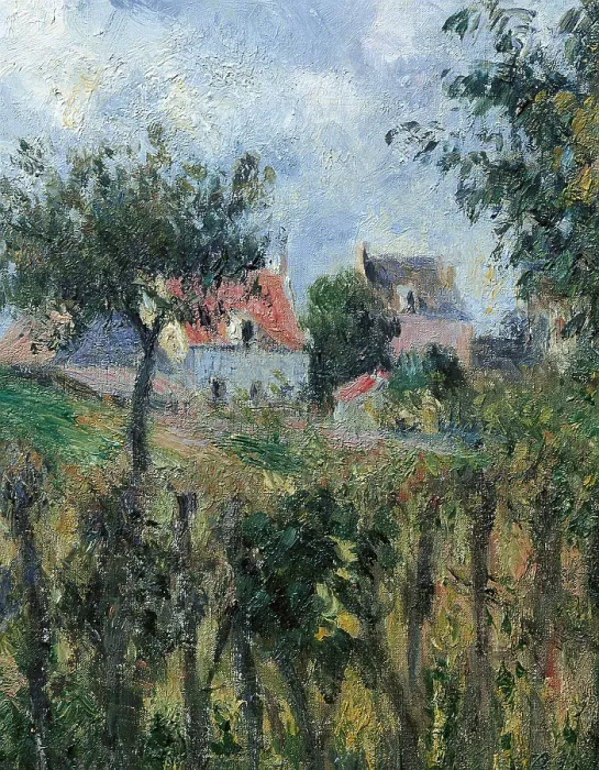 Framed Print : The Cutting of the Hedge, by Camille Pissarro, 1878, 19th Century, oil on canvas, cm 46, 5 x 45, 5 - Italy, Tuscany, Florence, Palazzo Pitti, Gallery of Modern Art. Detail