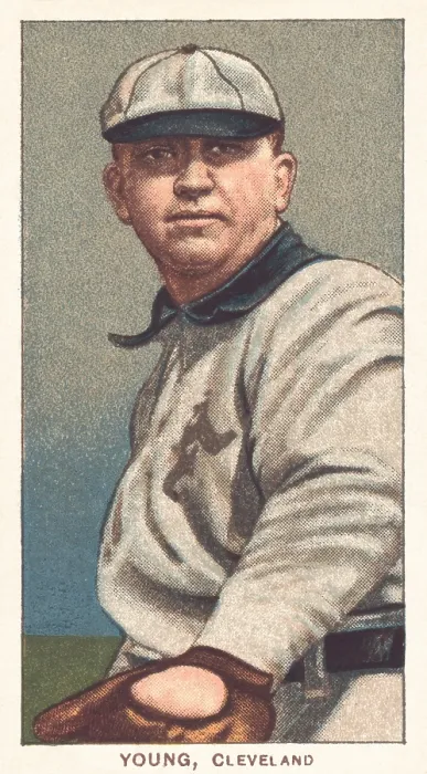 Framed Print : Cy Young baseball card, 1909-1911 when he played for the Cleveland Naps. The Naps were names after Napolon Nap Lajoie who was with the team from 1902-1914