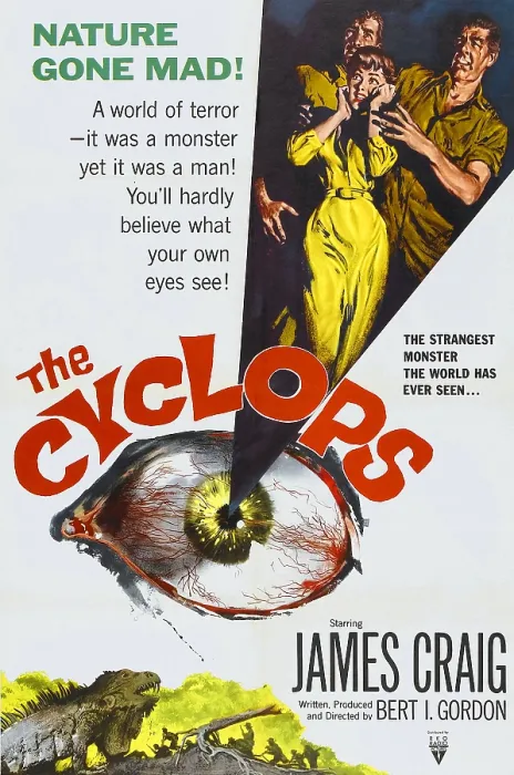 Framed Print : THE CYCLOPS, from left: James Craig, Gloria Talbott, Lon Chaney, Jr. 1957