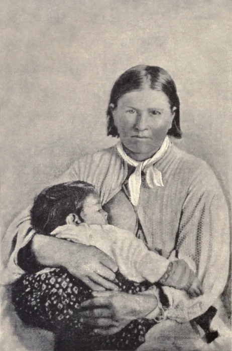 Framed Print : Cynthia Ann Parker, nursing her daughter, Topasannah (Prairie Flower). She assimilated into the Comanche band who kidnapped her in 1836 at age nine