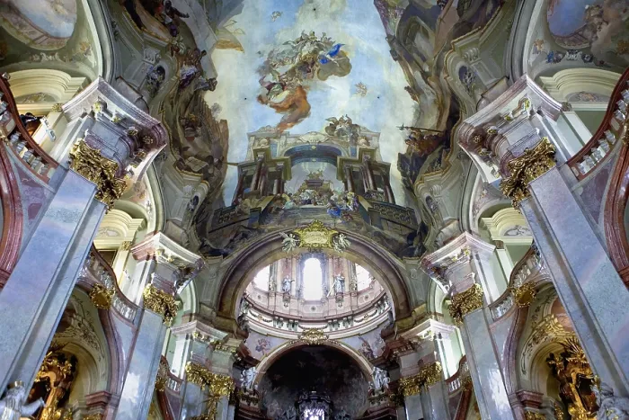 Framed Print : CZECH Rep.. Prague. Saint Nicholas church in MalA Strana (1673-1752). Main nave and vault. Baroque art. Architecture