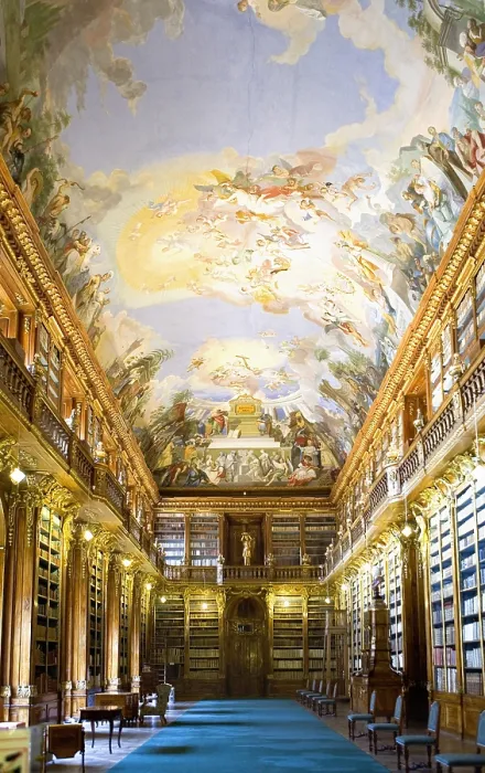 Framed Print : CZECH Rep.. Prague. Strahov Monastery, founded in 1143. Philosophical Hall of the Library with paintings from 1794. Classicism