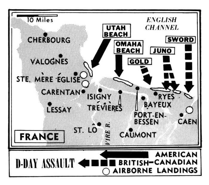 Framed Print : D-Day, Map detailing Allies invasion of Normandy, France, 1944. Courtesy: CSU Archives  /  Everett Collection