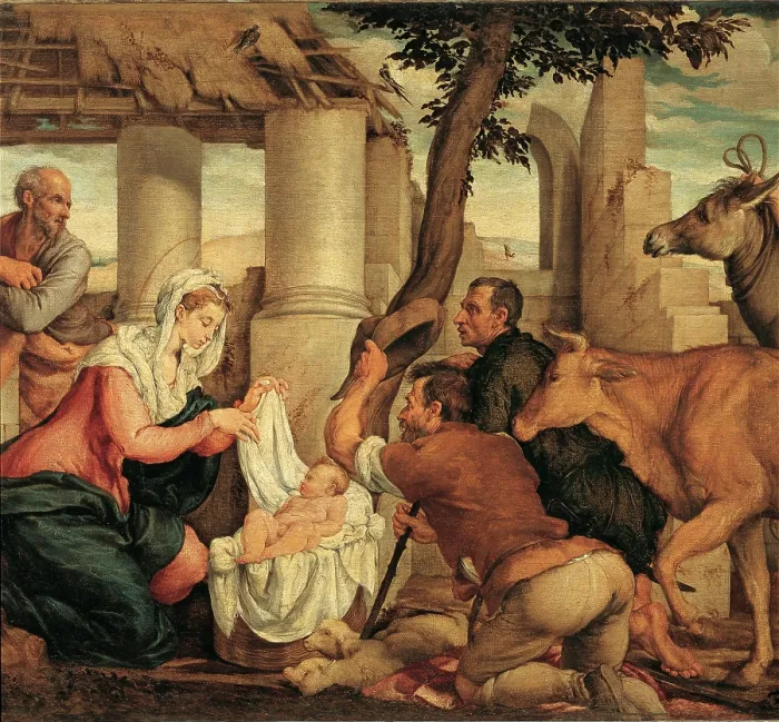 Framed Print : Da Ponte Jacopo know as Bassano, Adoration of the Shepherds, 1545, 16th Century, oil on canvas, Italy, Veneto, Venice, Accademia Art Galleries