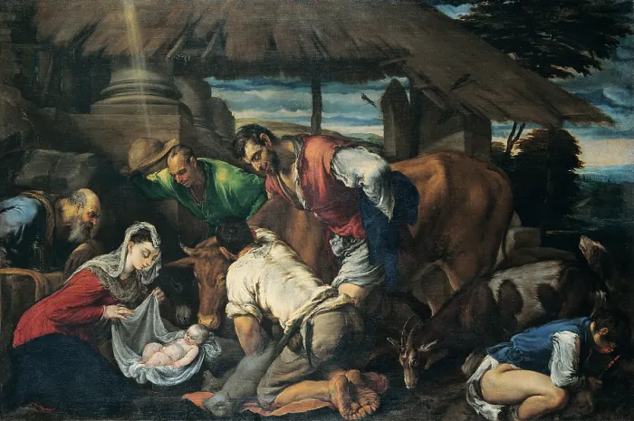 Framed Print : Da Ponte Jacopo know as Bassano, The Adoration of the Shepherds, 1562, 16th Century, oil on canvas, Italy, Lazio, Rome, National Gallery of Ancient Art of Palazzo Corsini