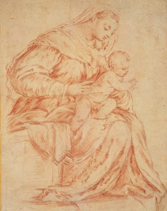 Framed Print : Da Ponte Jacopo know as Bassano, Enthroned Madonna and Child, 1573, 16th Century, black and red chalk on paper, Italy Framed Print : Da Ponte Jacopo know as Bassano, Enthroned Madonna and Child, 1573, 16th Century, black and red chalk on paper, Italy