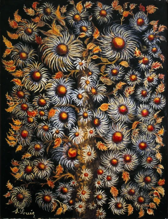 Framed Print : Daisies, by Sraphine Louis also known as de Senlis, 1925 - 1927, 20th Century, oil on canvas, 116 x 89 cm - Germany, Bnnigheim, Charlotte Zander Museum. Whole artwork view